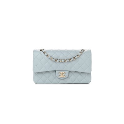 CHANEL CAVIAR QUILTED MEDIUM DOUBLE FLAP LIGHT BLUE A01112 (25.5*15.5*6.5cm)